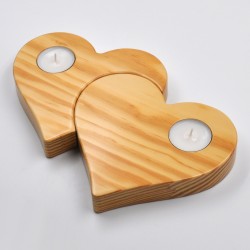 Hearts candle holder pine