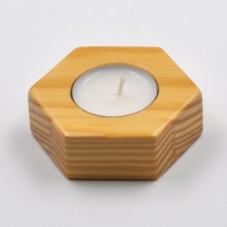 Portavelas hexágono 80mm pino