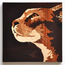 Cuadro gato marquetería...